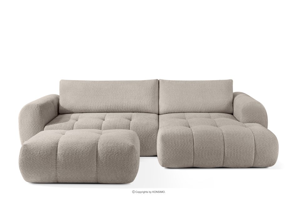 LIRA Pravá rohová pohovka a puf z látky boucle sivej farby sivá - obrázok 0