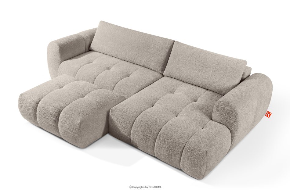 LIRA Pravá rohová pohovka a puf z látky boucle sivej farby sivá - obrázok 3