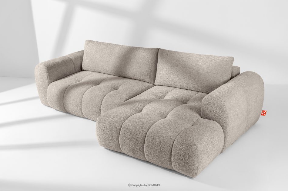 LIRA Pravá rohová pohovka a puf z látky boucle sivej farby sivá - obrázok 23