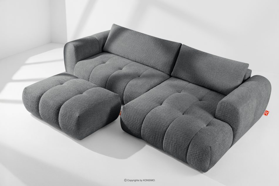 LIRA Pravá rohová pohovka a puf tmavosivý tmavošedá - obrázok 1