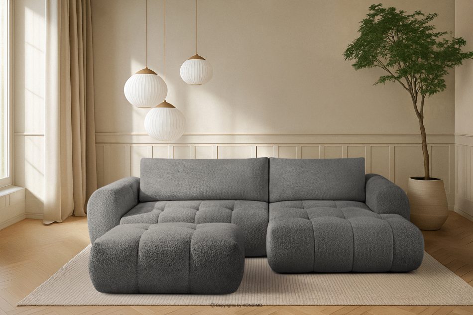 LIRA Pravá rohová pohovka a puf tmavosivý tmavošedá - obrázok 25