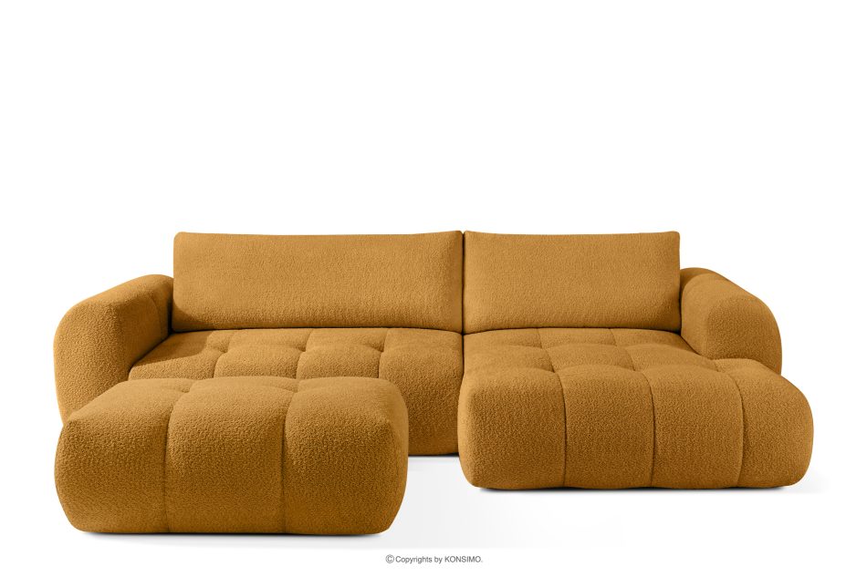 LIRA Pravá rohová pohovka a puf z látky boucle medový medová - obrázok 0