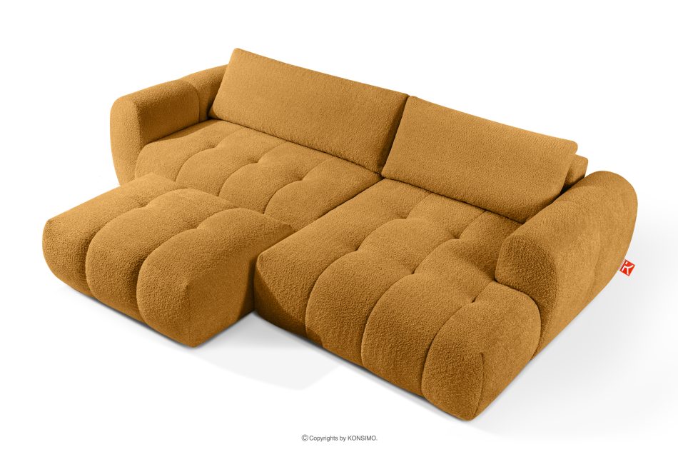 LIRA Pravá rohová pohovka a puf z látky boucle medový medová - obrázok 3