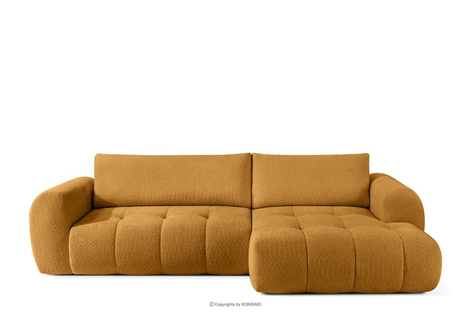 LIRA Pravá rohová pohovka a puf z látky boucle medový medová - obrázok 4