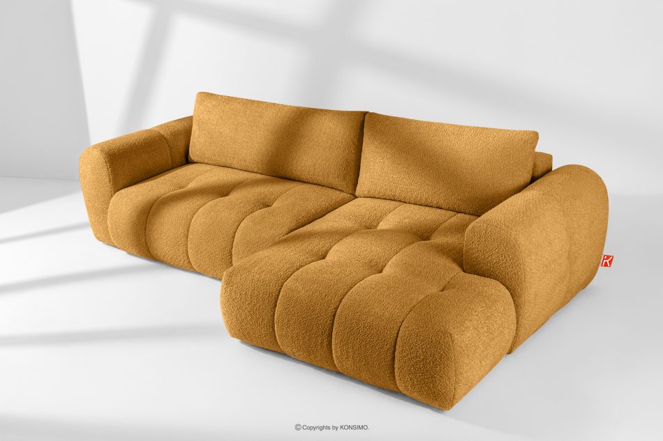 LIRA Pravá rohová pohovka a puf z látky boucle medový medová - obrázok 23