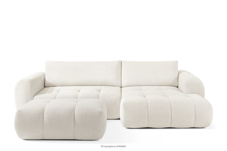 LIRA Pravá rohová pohovka a puf z látky boucle bielej farby biela - obrázok 0