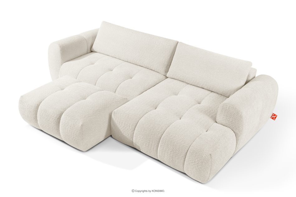 LIRA Pravá rohová pohovka a puf z látky boucle bielej farby biela - obrázok 3