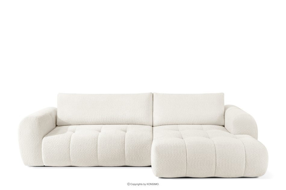 LIRA Pravá rohová pohovka a puf z látky boucle bielej farby biela - obrázok 4