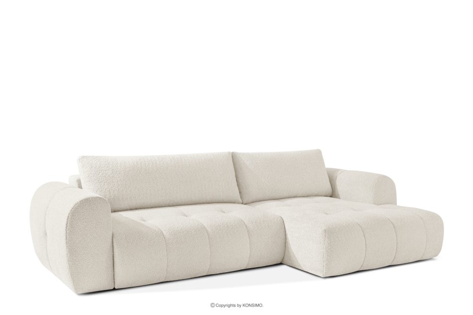 LIRA Pravá rohová pohovka a puf z látky boucle bielej farby biela - obrázok 5