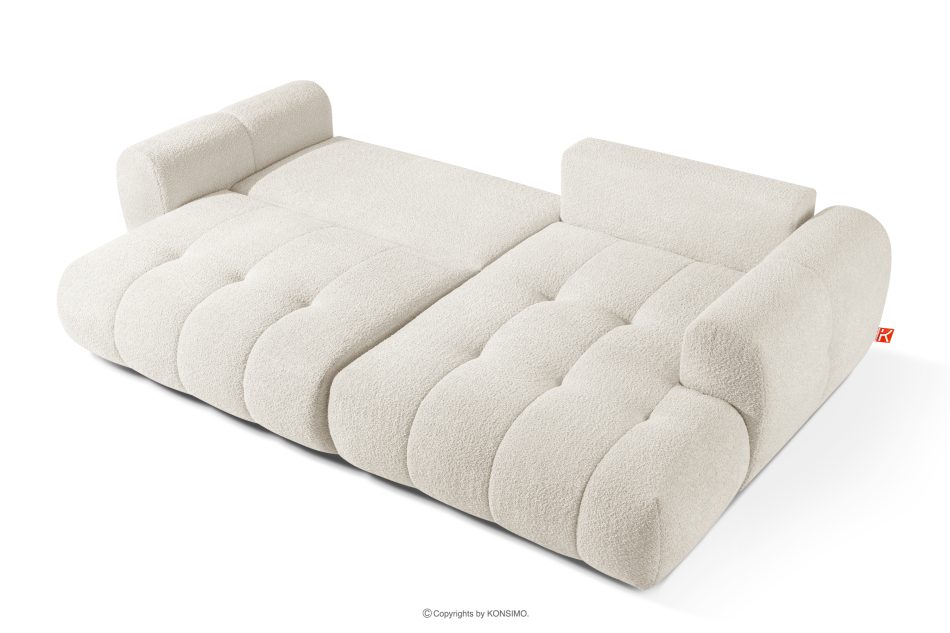 LIRA Pravá rohová pohovka a puf z látky boucle bielej farby biela - obrázok 8