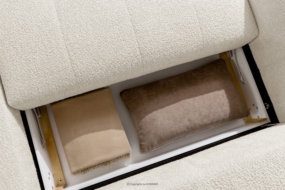 LIRA Pravá rohová pohovka a puf z látky boucle bielej farby biela - obrázok 17