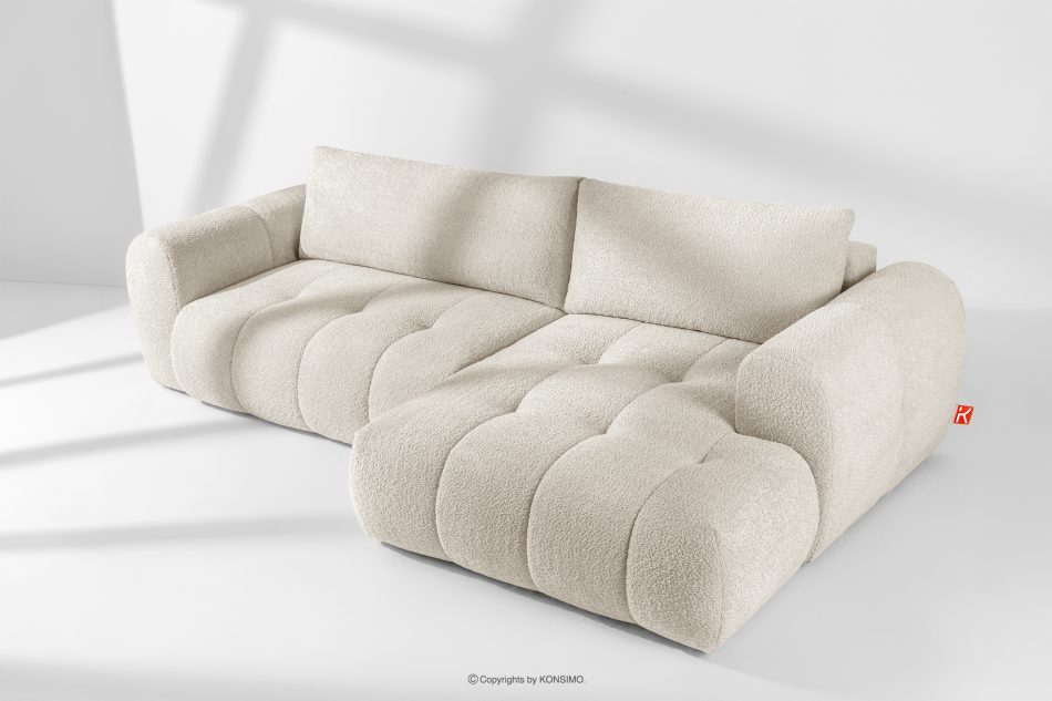 LIRA Pravá rohová pohovka a puf z látky boucle bielej farby biela - obrázok 23