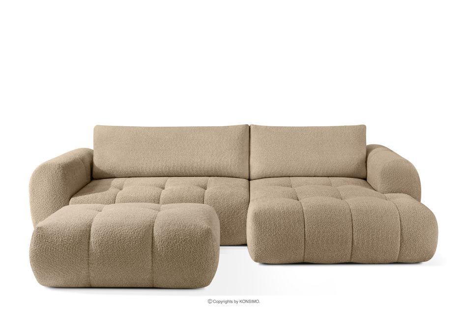 LIRA Pravá rohová pohovka a puf z látky boucle béžovej farby béžová - obrázok 0