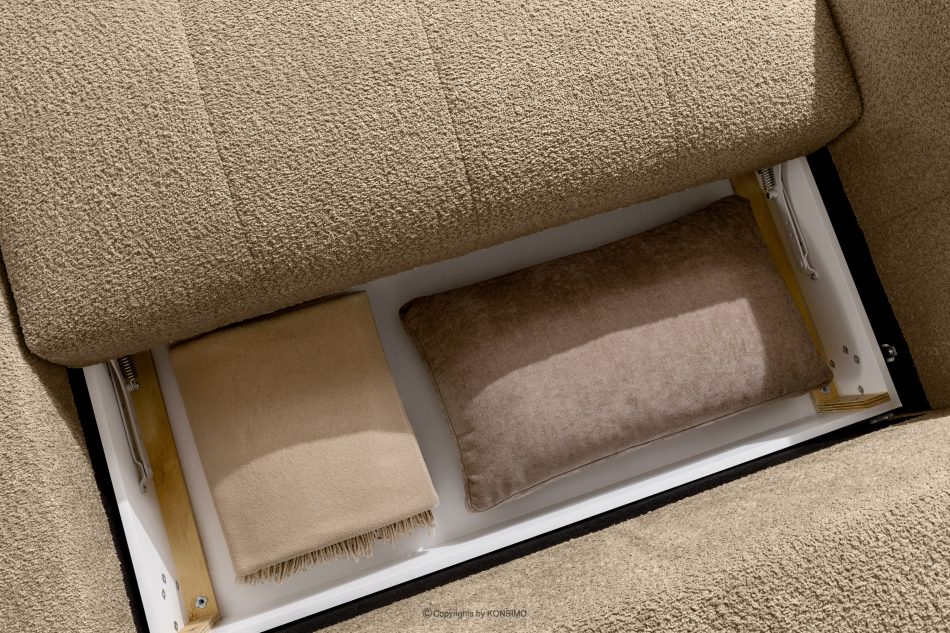 LIRA Pravá rohová pohovka a puf z látky boucle béžovej farby béžová - obrázok 17