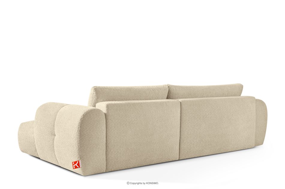 LIRA Pravá rohová pohovka a puf z bucle tkaniny svetlo béžovej farby svetlo béžová - obrázok 7