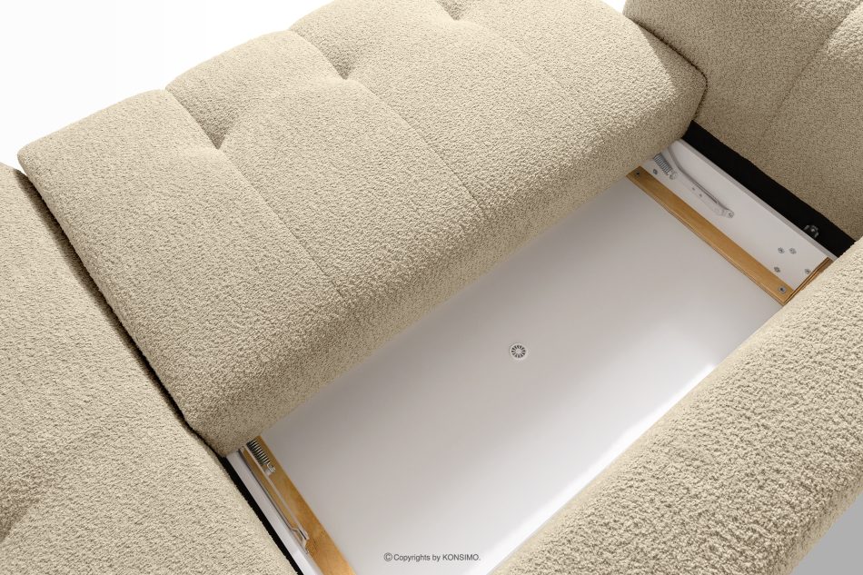 LIRA Pravá rohová pohovka a puf z bucle tkaniny svetlo béžovej farby svetlo béžová - obrázok 16