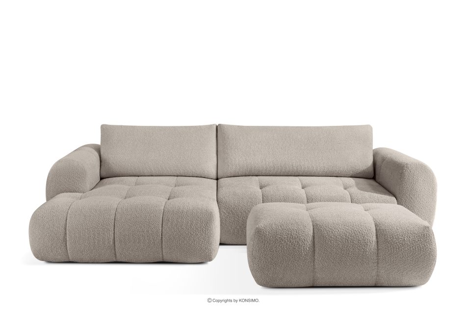 LIRA Pravá rohová pohovka a puf z látky boucle sivej farby šedá - obrázok 0