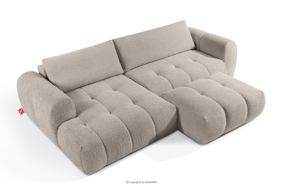 LIRA Pravá rohová pohovka a puf z látky boucle sivej farby šedá - obrázok 3