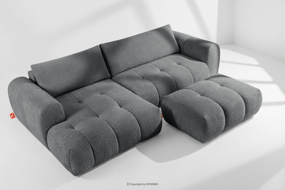 LIRA Pravá rohová pohovka a puf tmavosivý tmavošedá - obrázok 1