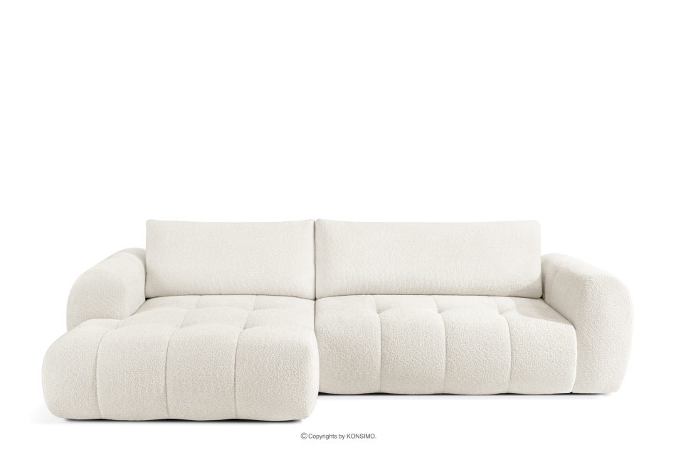 LIRA Pravá rohová pohovka a puf z látky boucle biela biela - obrázok 4