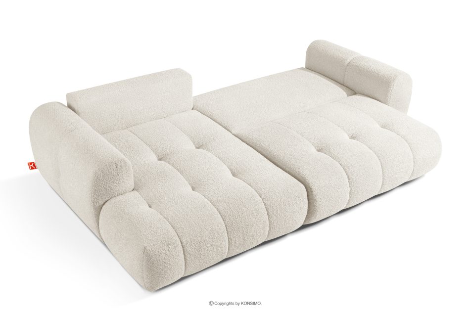 LIRA Pravá rohová pohovka a puf z látky boucle biela biela - obrázok 8