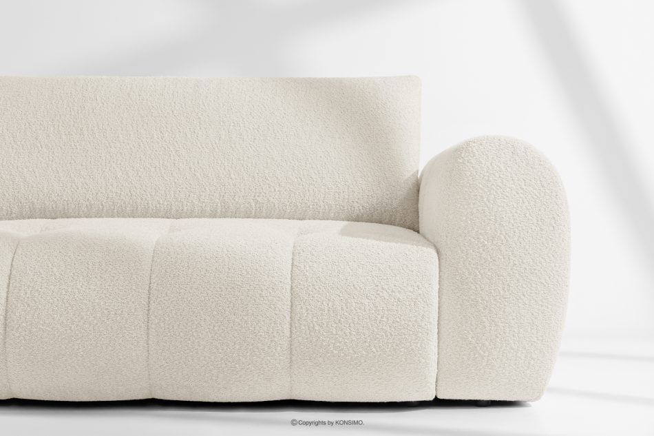 LIRA Pravá rohová pohovka a puf z látky boucle biela biela - obrázok 9