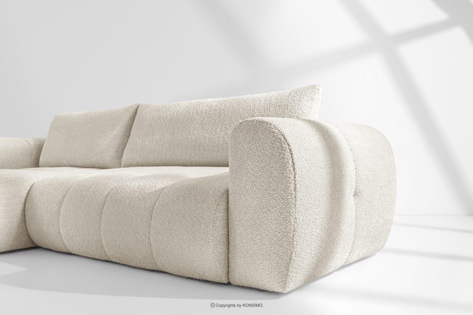 LIRA Pravá rohová pohovka a puf z látky boucle biela biela - obrázok 14