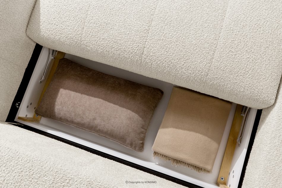 LIRA Pravá rohová pohovka a puf z látky boucle biela biela - obrázok 17