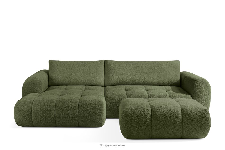 LIRA Pravá rohová pohovka a puf z látky boucle olivová olivová - obrázok 0