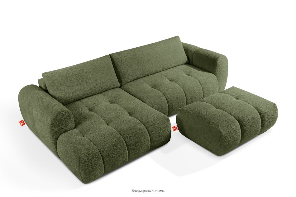 LIRA Pravá rohová pohovka a puf z látky boucle olivová olivová - obrázok 2