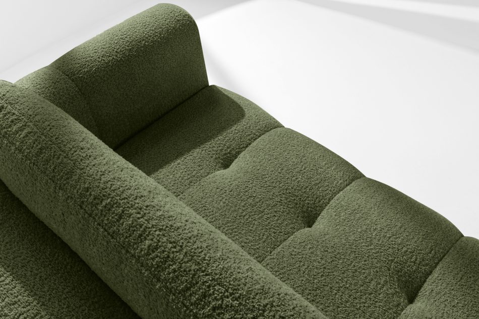 LIRA Pravá rohová pohovka a puf z látky boucle olivová olivová - obrázok 10