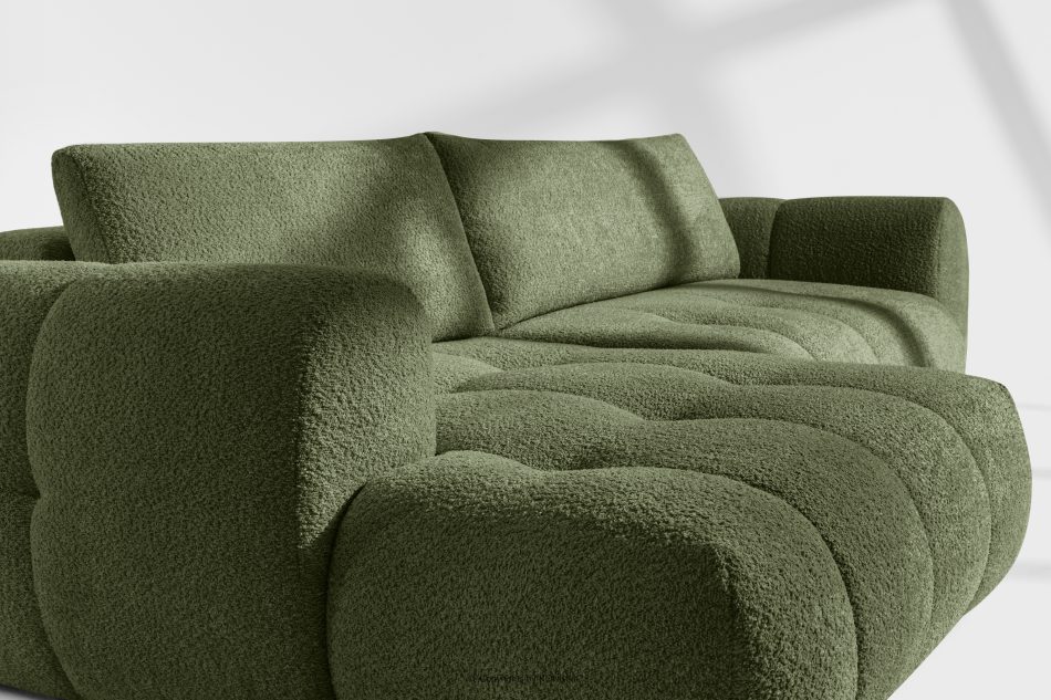 LIRA Pravá rohová pohovka a puf z látky boucle olivová olivová - obrázok 12