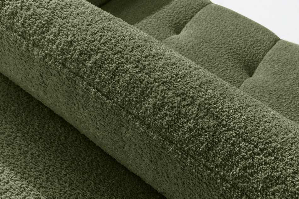 LIRA Pravá rohová pohovka a puf z látky boucle olivová olivová - obrázok 13