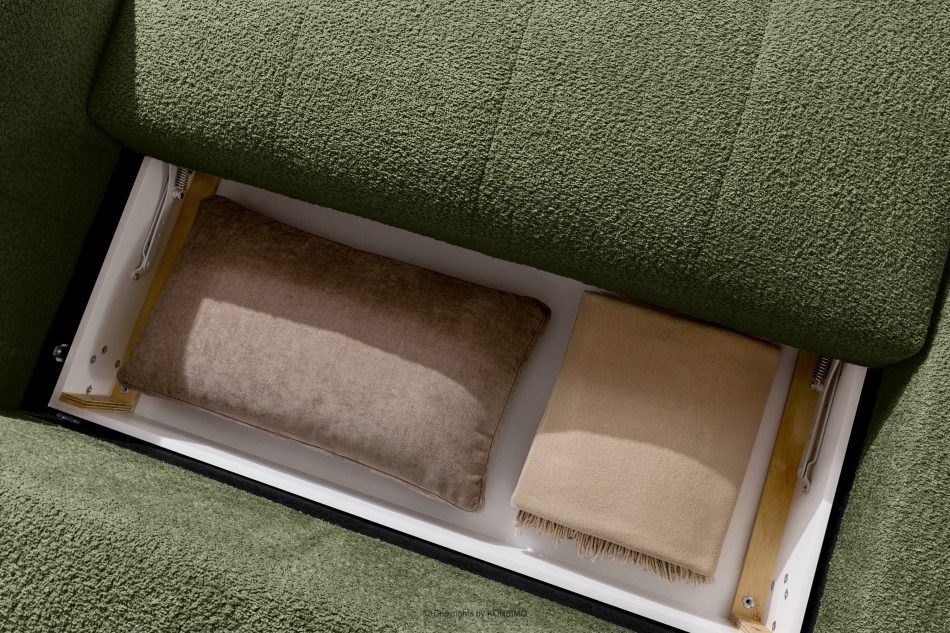 LIRA Pravá rohová pohovka a puf z látky boucle olivová olivová - obrázok 17