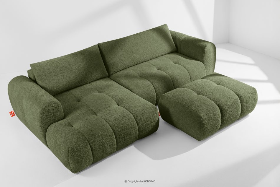 LIRA Pravá rohová pohovka a puf z látky boucle olivová olivová - obrázok 1