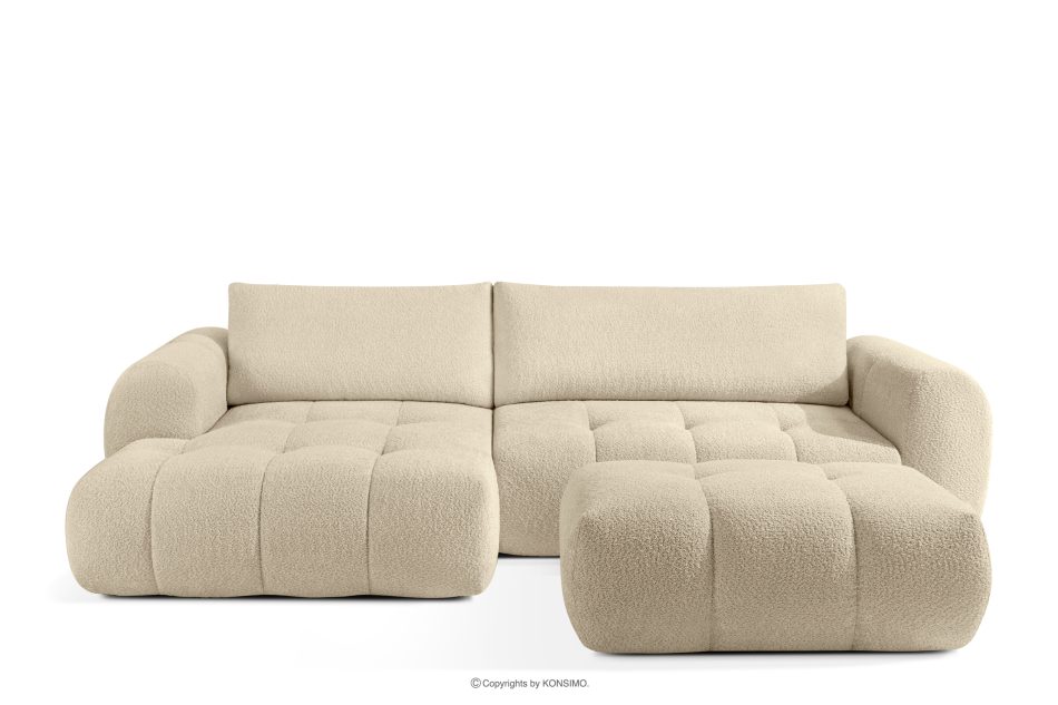 LIRA Pravá rohová pohovka a puf z látky boucle svetlo béžová svetlo béžová - obrázok 0