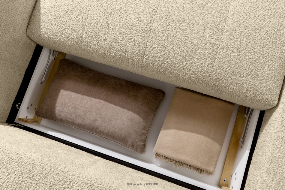 LIRA Pravá rohová pohovka a puf z látky boucle svetlo béžová svetlo béžová - obrázok 17