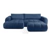 Pravá rohová pohovka a puf z látky boucle námornícka modrá