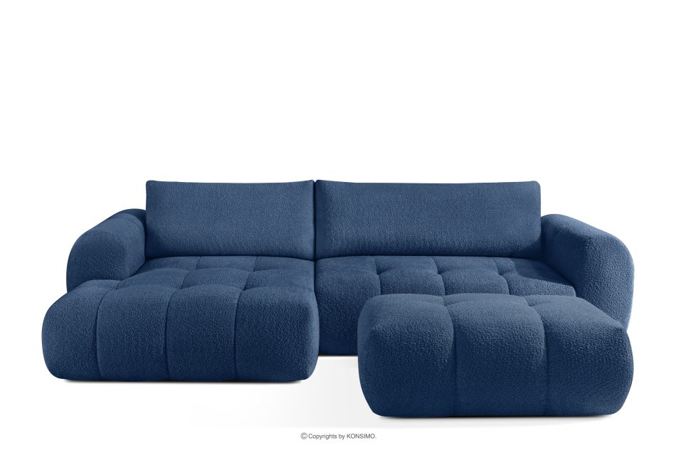 LIRA Pravá rohová pohovka a puf z látky boucle námornícka modrá tmavomodrá - obrázok 0