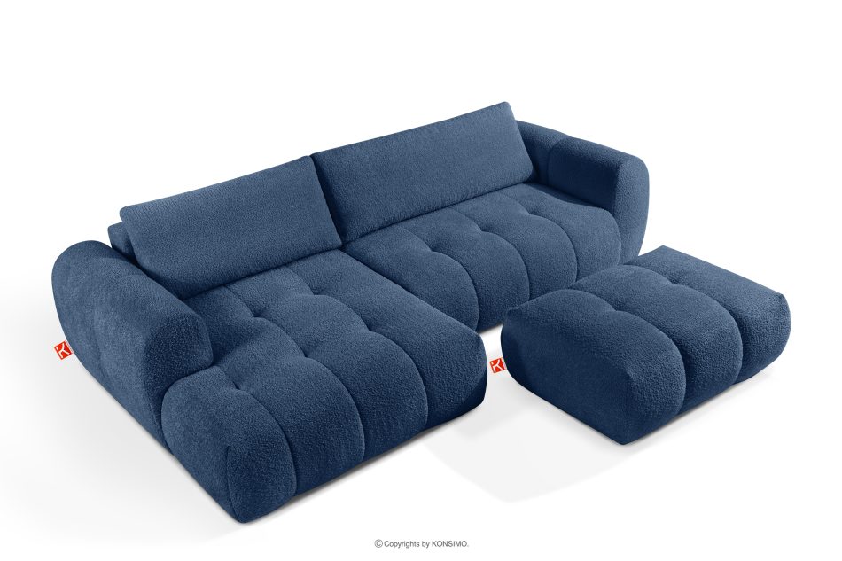 LIRA Pravá rohová pohovka a puf z látky boucle námornícka modrá tmavomodrá - obrázok 2