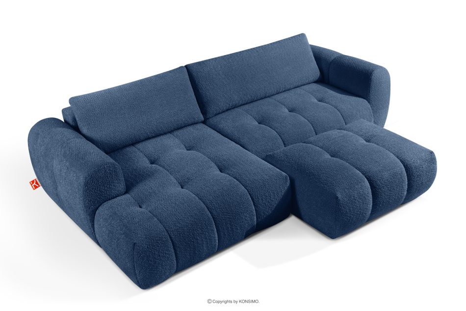 LIRA Pravá rohová pohovka a puf z látky boucle námornícka modrá tmavomodrá - obrázok 3