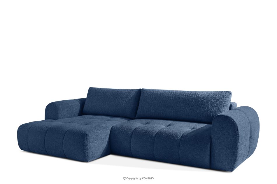 LIRA Pravá rohová pohovka a puf z látky boucle námornícka modrá tmavomodrá - obrázok 5