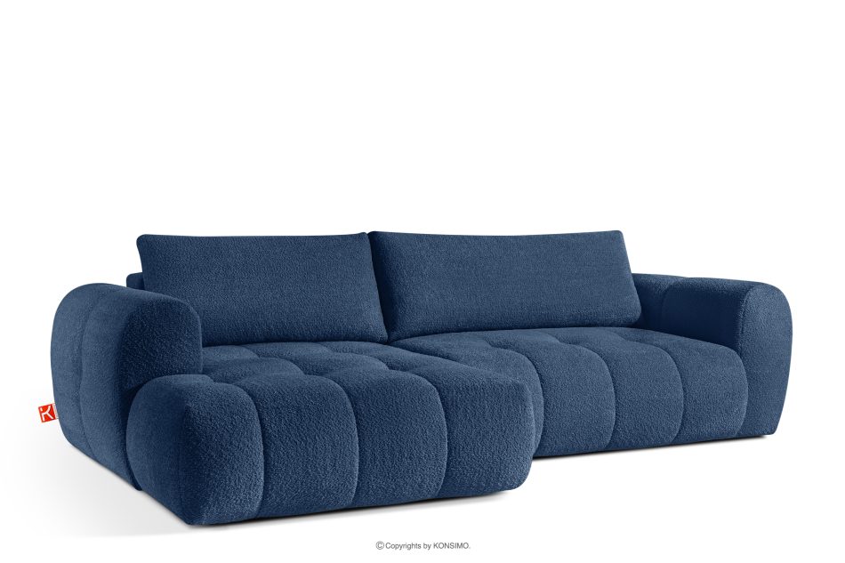 LIRA Pravá rohová pohovka a puf z látky boucle námornícka modrá tmavomodrá - obrázok 6
