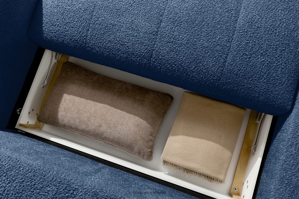 LIRA Pravá rohová pohovka a puf z látky boucle námornícka modrá tmavomodrá - obrázok 17