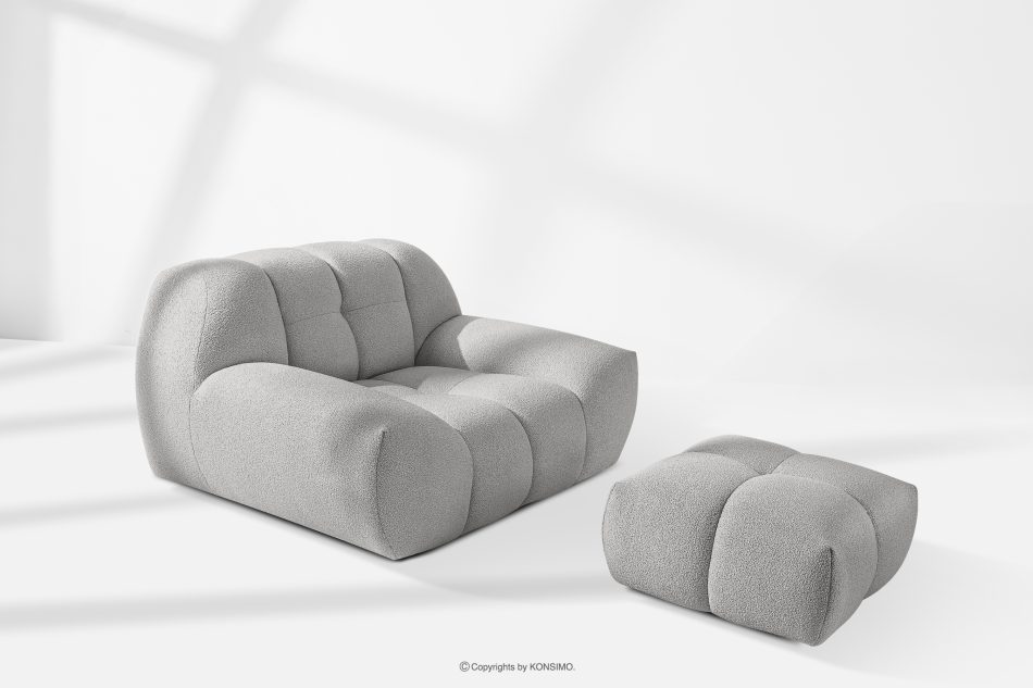 VENA Súprava kresla a pufu v japandi štýle svetlosivá svetlosivá - obrázok 1