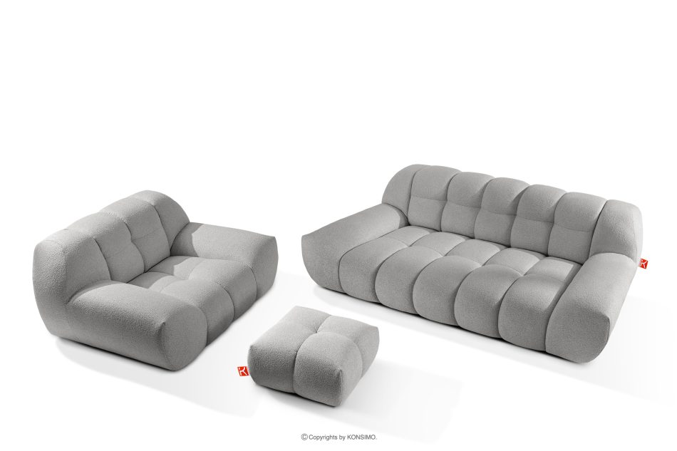 VENA Japandi štýl pohovka puf kreslo nábytková zostava svetlosivá svetlosivá - obrázok 0