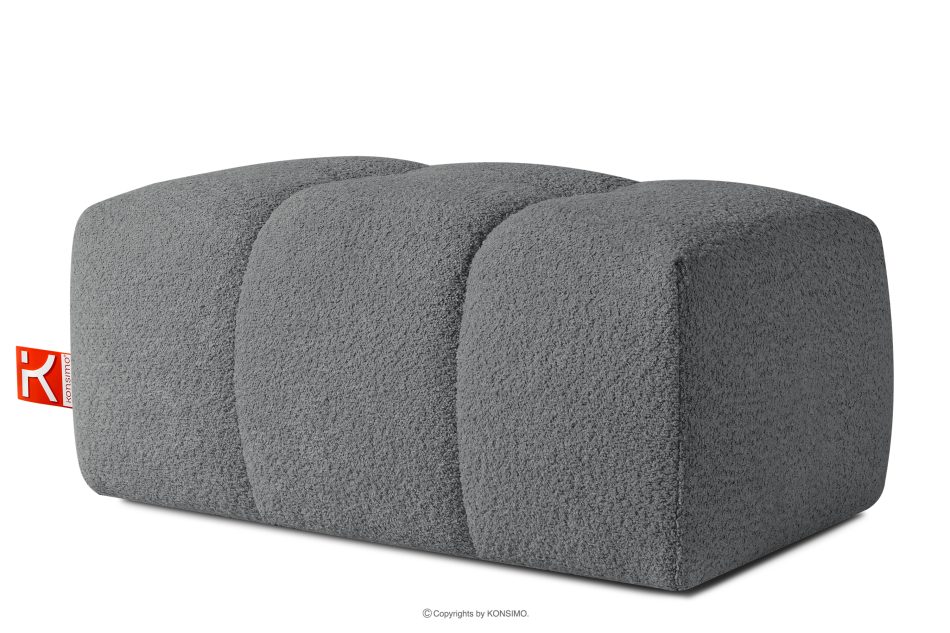 RAVIA japandi boucle prošívaný puf tmavě šedý tmavě šedá - obrázok 2