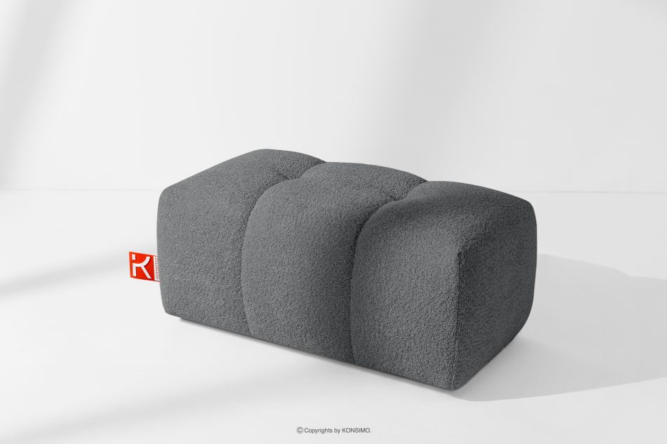 RAVIA japandi boucle prošívaný puf tmavě šedý tmavě šedá - obrázok 4