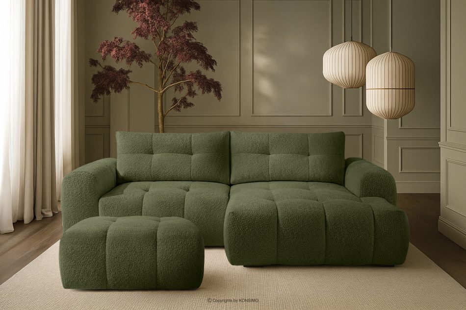 RAVIA japandi prošívaný pouffe olivový olivová - obrázok 5