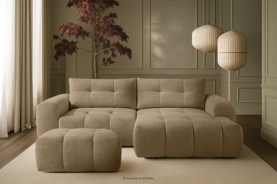 RAVIA japandi boucle prošívaný puf béžový béžová - obrázok 5